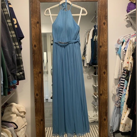 Azazie Hazel Steel Blue Dress in Size A0 - Picture 3 of 12